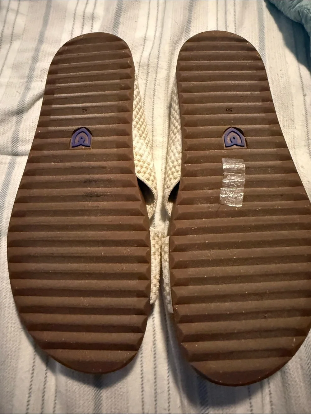 Rothy's Women's Crisscross Slide Sandals in Cream and Brown - Picture 5 of 6